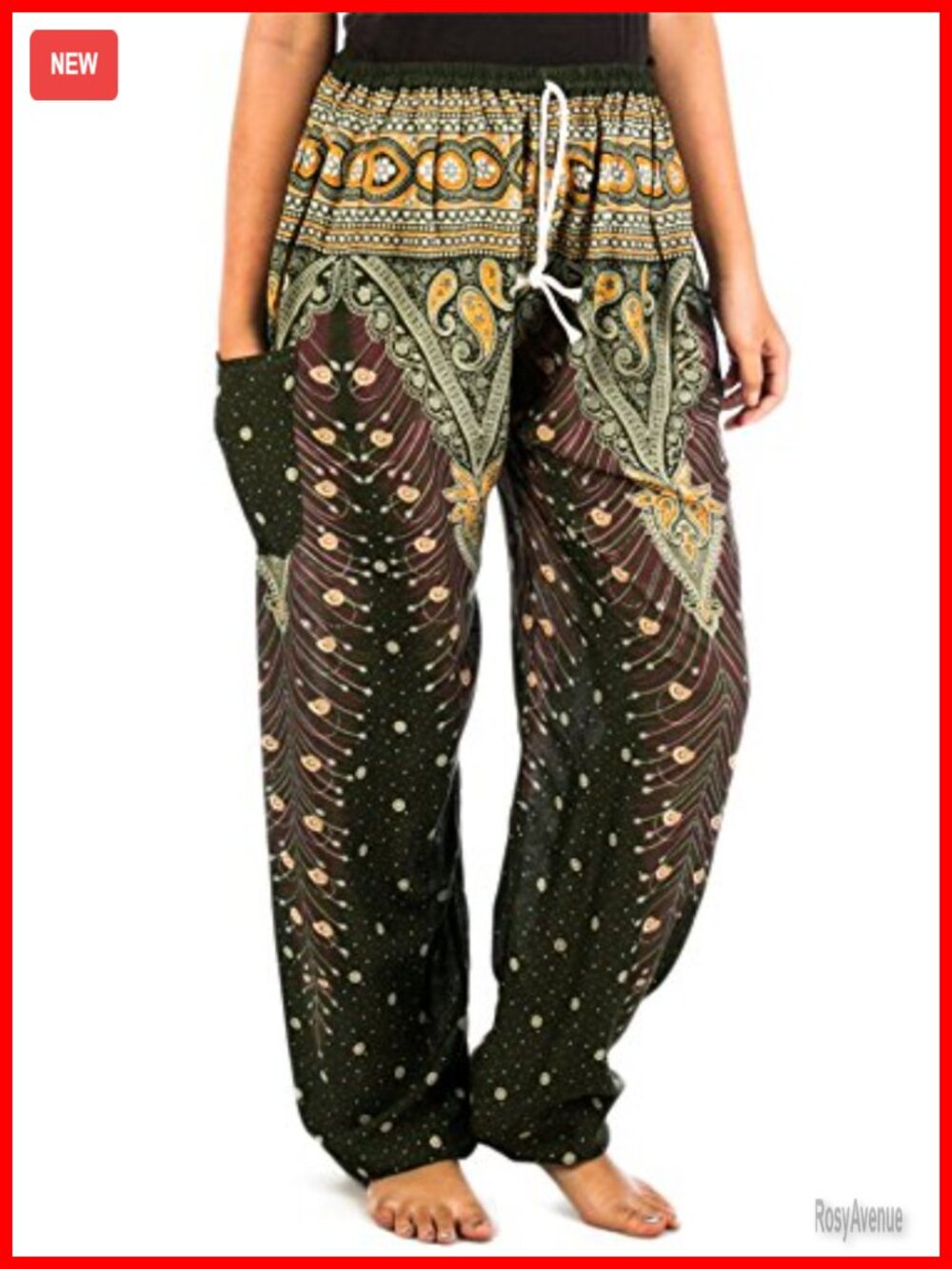 Drawstring Yoga Boho Palazzo PJ Pants with Pockets S-4XL